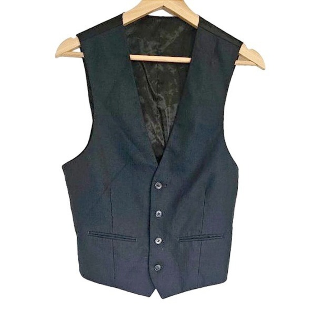 Mens suit Vest three‎ button Size Medium Navy Blue
